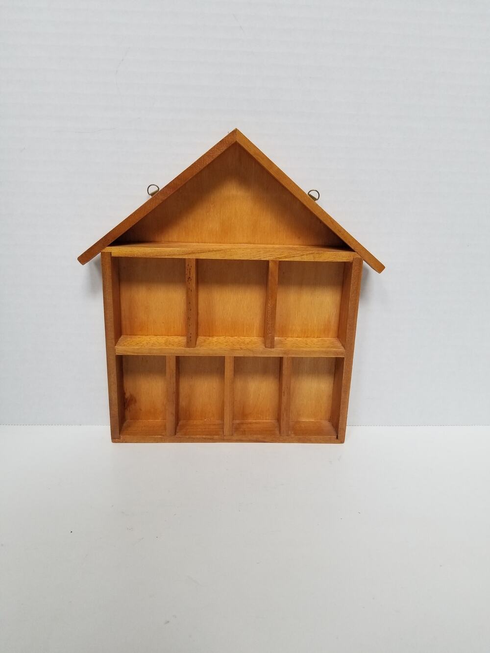 Vintage House Shaped Wooden Trinket Shelf Wall Mount Miniatures Knick Knack 9x10